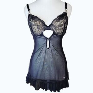 Popsi Sheer Lace‎ Babydoll Lingerie - Size Small
